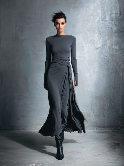 Naomie | Maxi Vestido con Nudo Lateral