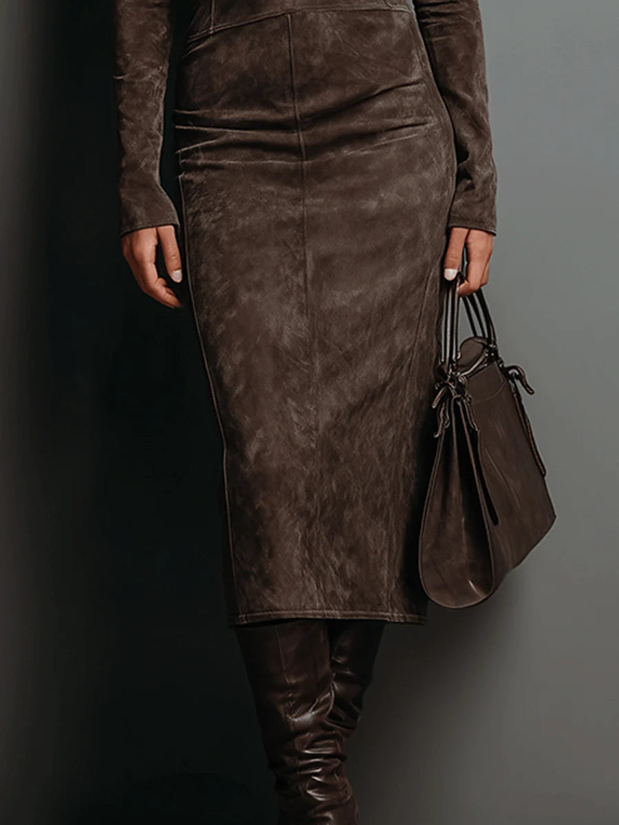 Lorène | Vestido Midi Largo Marrón
