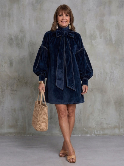 Tiphaine | Mini Vestido de Terciopelo con Lazo