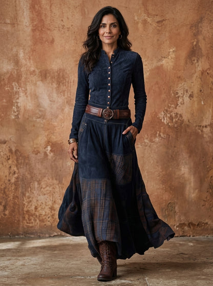 Élise | Maxi Vestido de Ante con Cinturón
