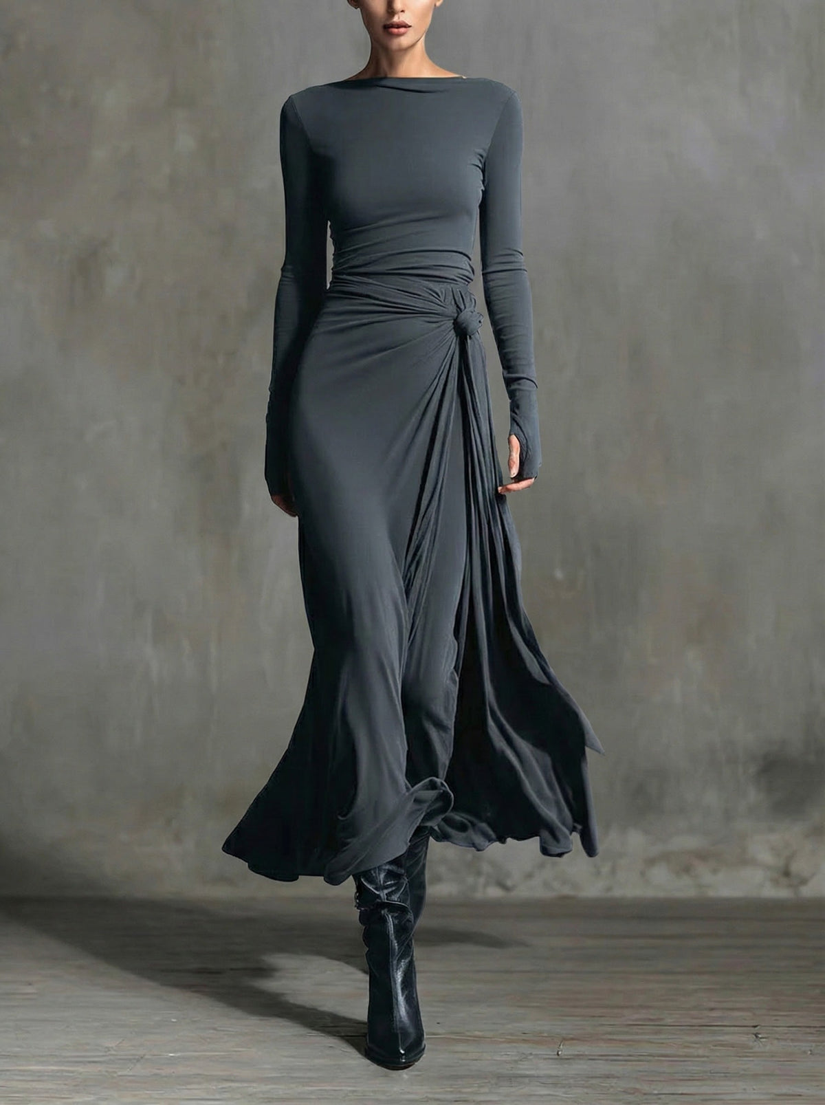 Naomie | Maxi Vestido con Nudo Lateral
