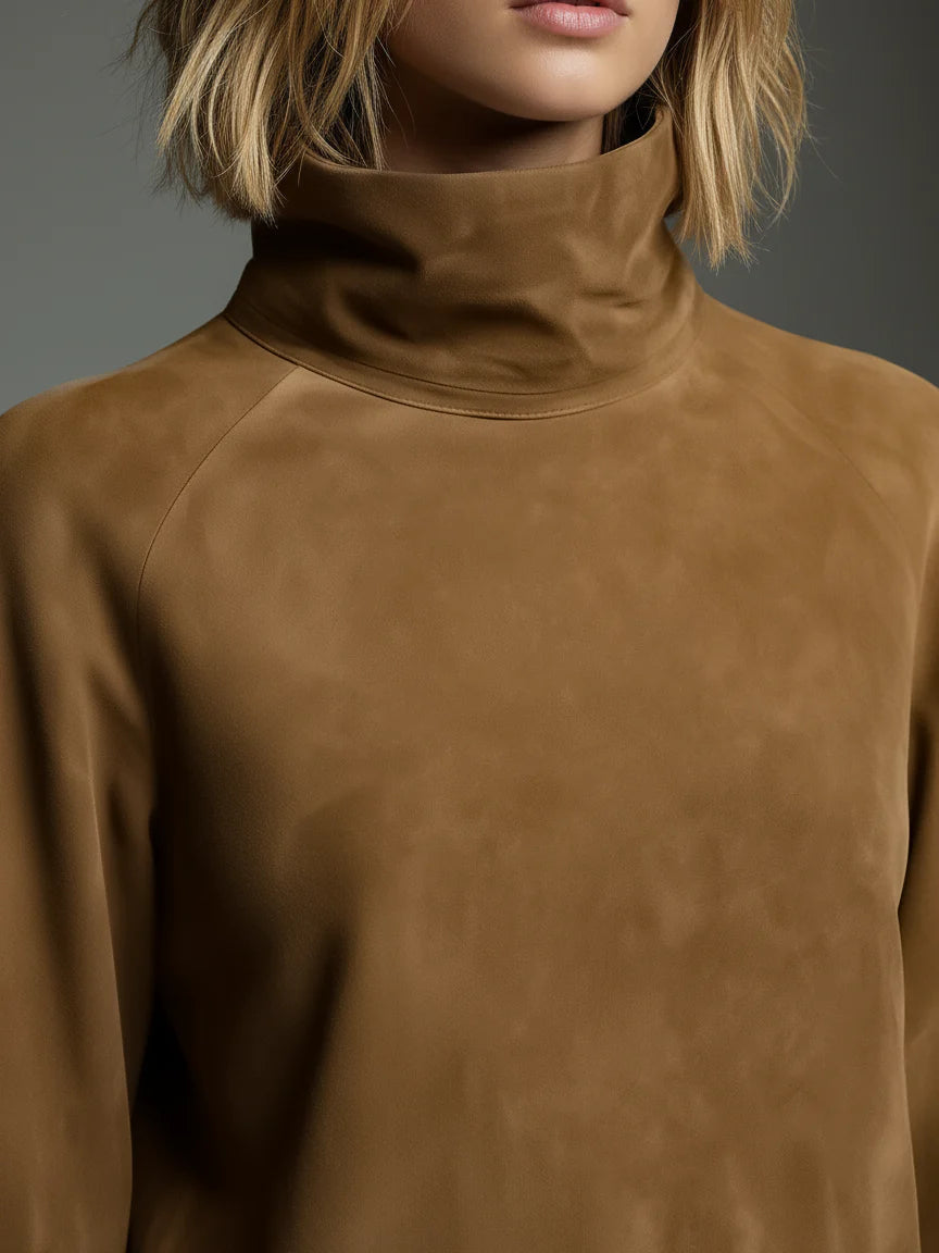Bibiane | Mini Vestido Oversize de Ante con Cuello Alto