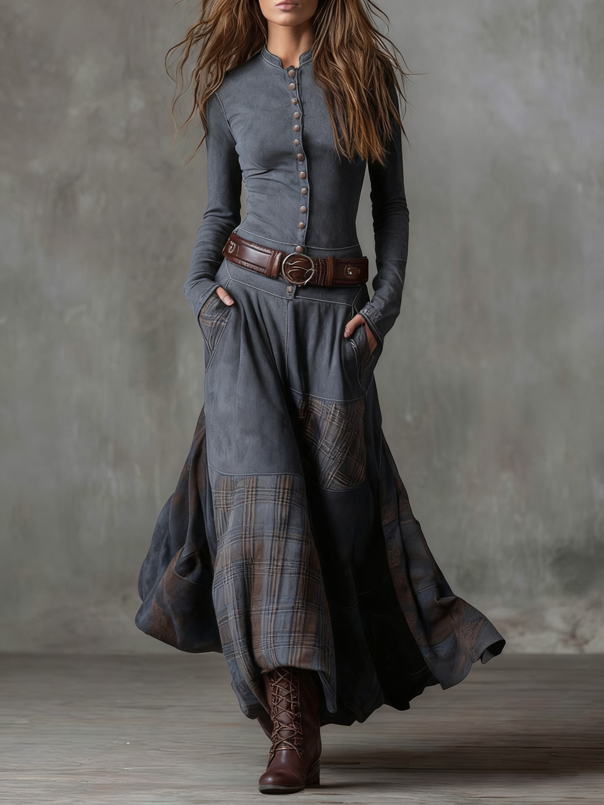 Élise | Maxi Vestido de Ante con Cinturón