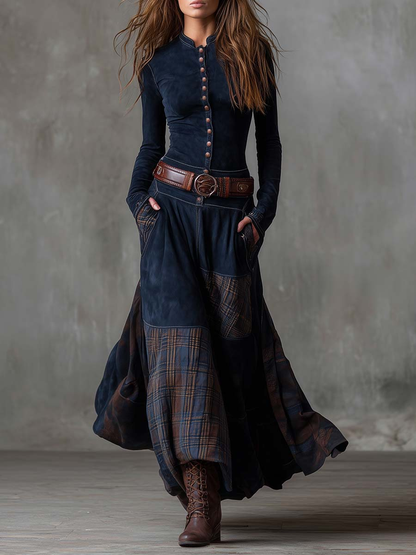 Élise | Maxi Vestido de Ante con Cinturón