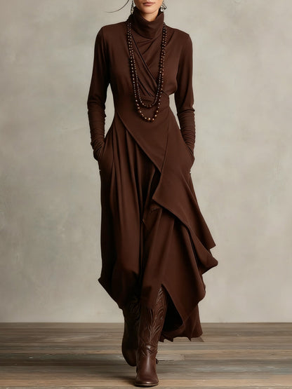 Arielle | Vestido Cuello Alto Asimétrico Vintage