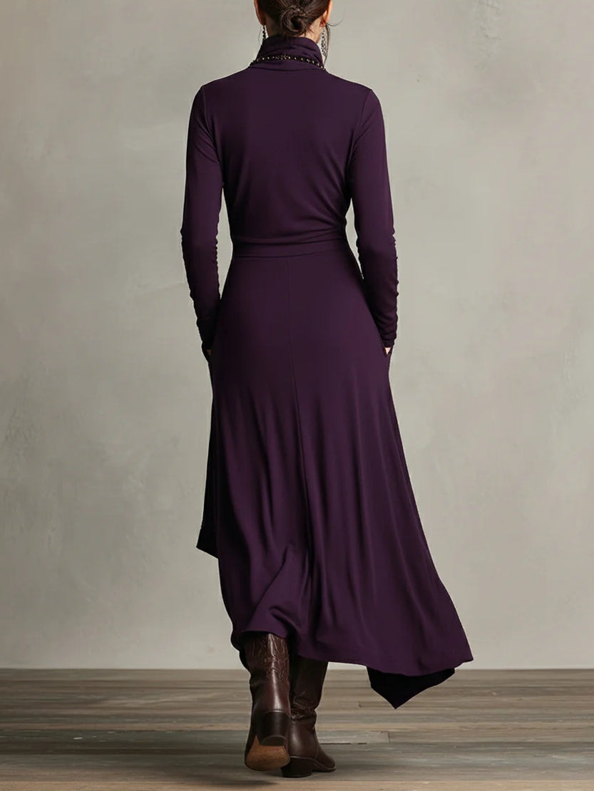 Arielle | Vestido Cuello Alto Asimétrico Vintage