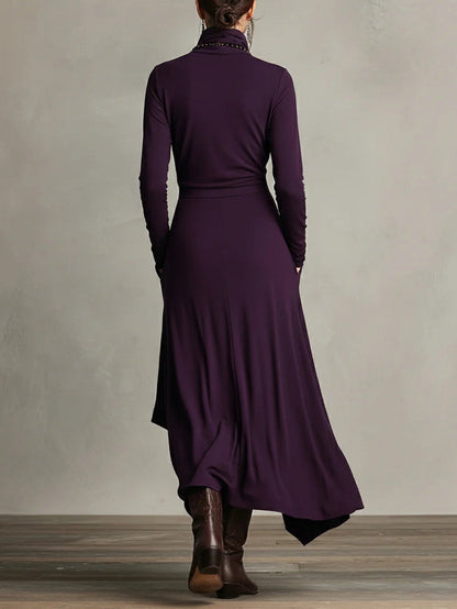 Arielle | Vestido Cuello Alto Asimétrico Vintage