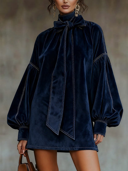 Tiphaine | Mini Vestido de Terciopelo con Lazo